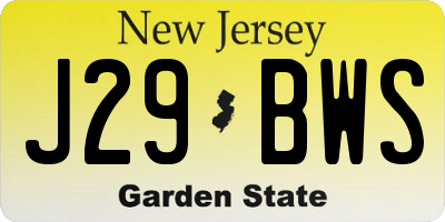 NJ license plate J29BWS