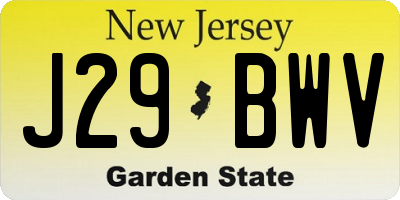 NJ license plate J29BWV
