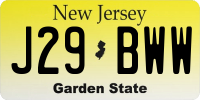 NJ license plate J29BWW