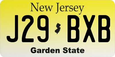 NJ license plate J29BXB