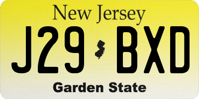NJ license plate J29BXD