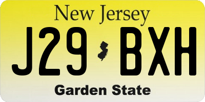 NJ license plate J29BXH