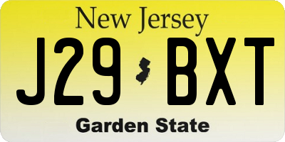 NJ license plate J29BXT