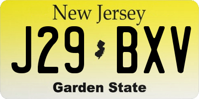 NJ license plate J29BXV