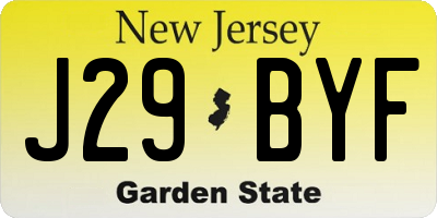 NJ license plate J29BYF