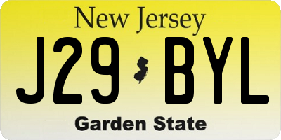NJ license plate J29BYL