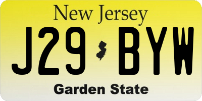 NJ license plate J29BYW