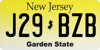 NJ license plate J29BZB