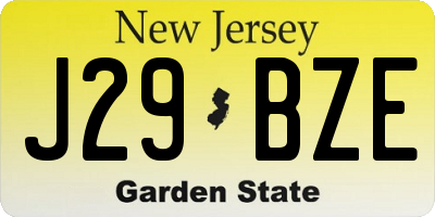 NJ license plate J29BZE
