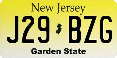 NJ license plate J29BZG