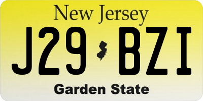 NJ license plate J29BZI