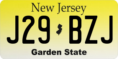 NJ license plate J29BZJ