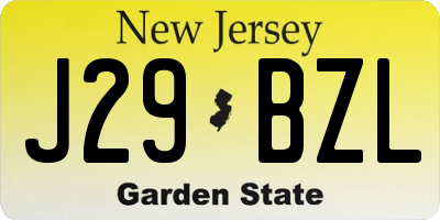 NJ license plate J29BZL