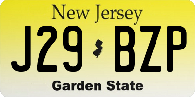 NJ license plate J29BZP