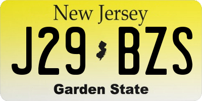 NJ license plate J29BZS