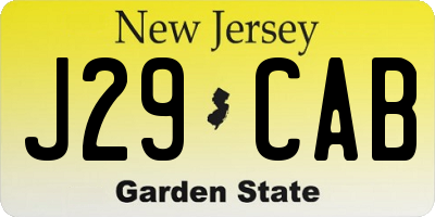 NJ license plate J29CAB