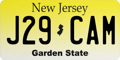 NJ license plate J29CAM