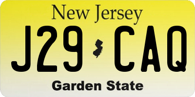 NJ license plate J29CAQ