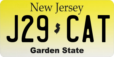 NJ license plate J29CAT