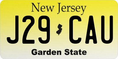 NJ license plate J29CAU