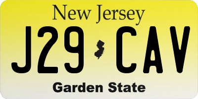 NJ license plate J29CAV