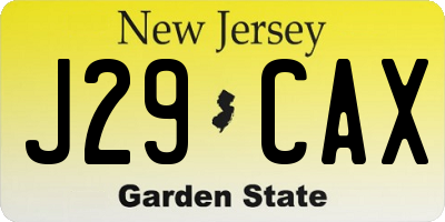 NJ license plate J29CAX
