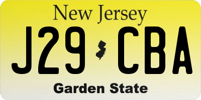 NJ license plate J29CBA
