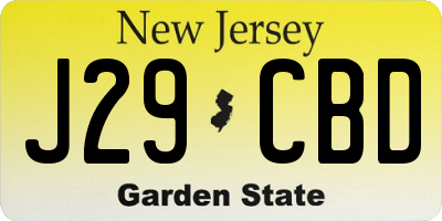 NJ license plate J29CBD