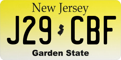 NJ license plate J29CBF