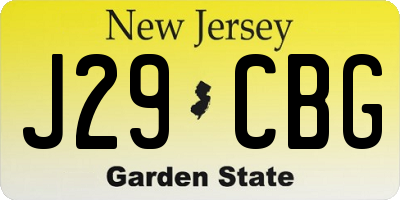 NJ license plate J29CBG
