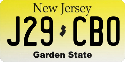 NJ license plate J29CBO