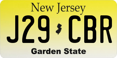 NJ license plate J29CBR