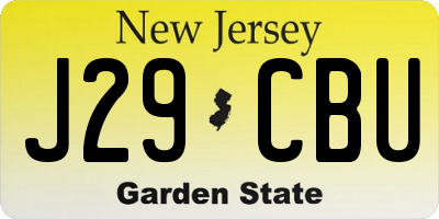 NJ license plate J29CBU