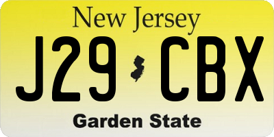 NJ license plate J29CBX