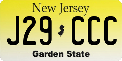 NJ license plate J29CCC