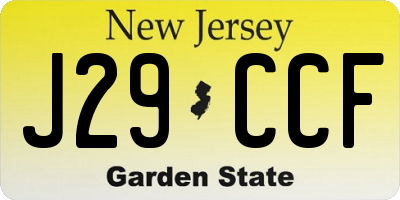 NJ license plate J29CCF