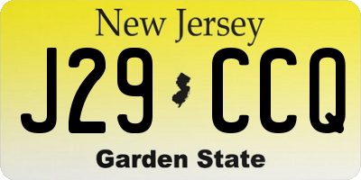 NJ license plate J29CCQ