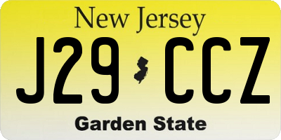 NJ license plate J29CCZ
