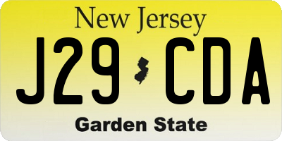 NJ license plate J29CDA