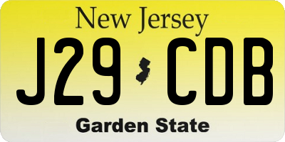 NJ license plate J29CDB