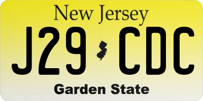 NJ license plate J29CDC