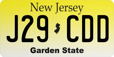 NJ license plate J29CDD