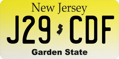 NJ license plate J29CDF
