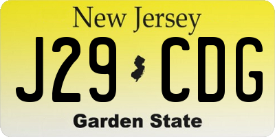 NJ license plate J29CDG