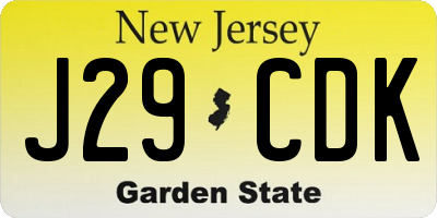 NJ license plate J29CDK