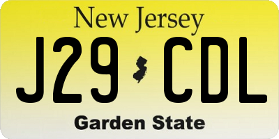 NJ license plate J29CDL