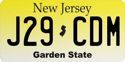 NJ license plate J29CDM