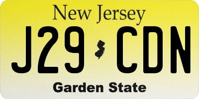 NJ license plate J29CDN