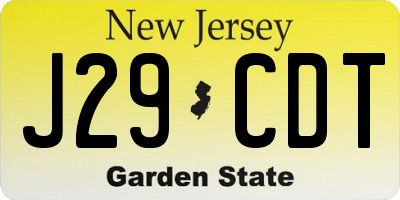 NJ license plate J29CDT