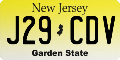 NJ license plate J29CDV